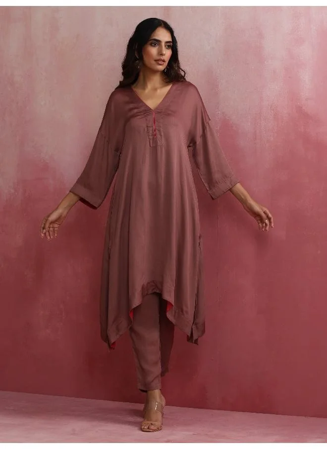 ترو برونز trueBrowns Brown Modal High low Kurta Set