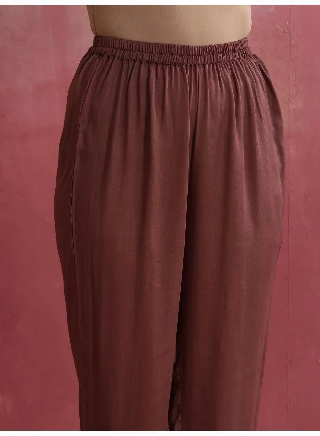 trueBrowns Brown Modal High low Kurta Set