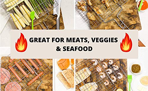jeny stainless steel portable bbq grill fish net basket roast grilling with wooden handleStandard - Image 2
