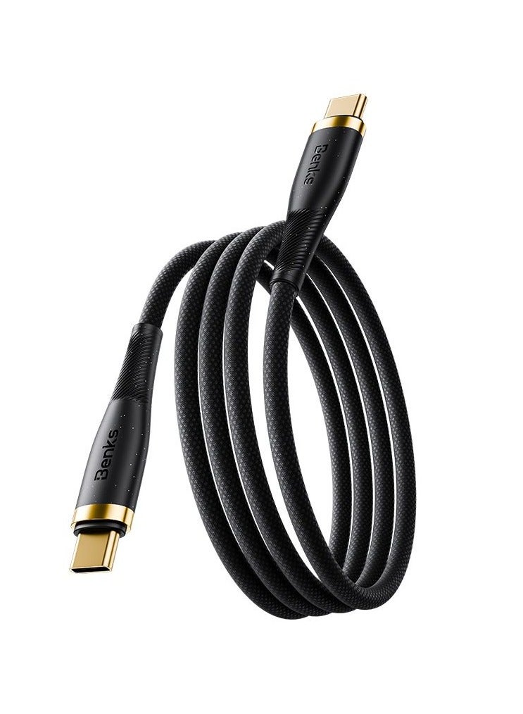 Benks D47 USB-C to USB-C 100W Braided Charging Cable, 1m (Black) - Image 1