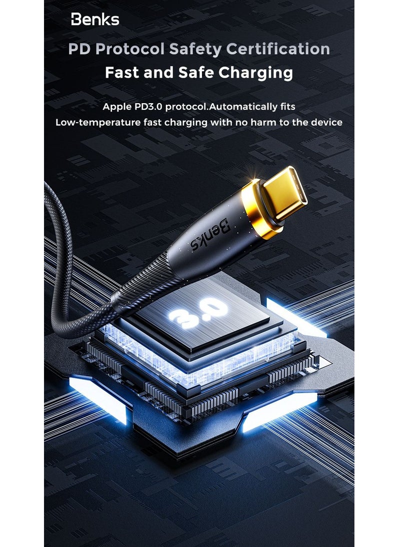 Benks D47 USB-C to USB-C 100W Braided Charging Cable, 1m (Black) - Image 2