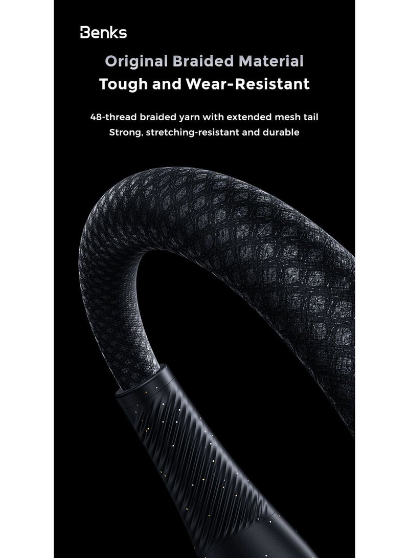 Benks D47 USB-C to USB-C 100W Braided Charging Cable, 1m (Black) - Image 4