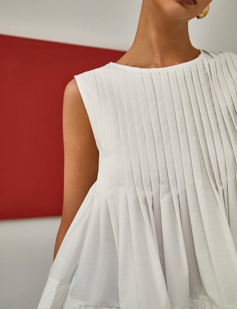 Lumister Womens Peplum Babydoll Tops Cute Pleated Sleeveless Ruffle Peplum Blouse T Shirts Tank Summer Tops White - Image 2