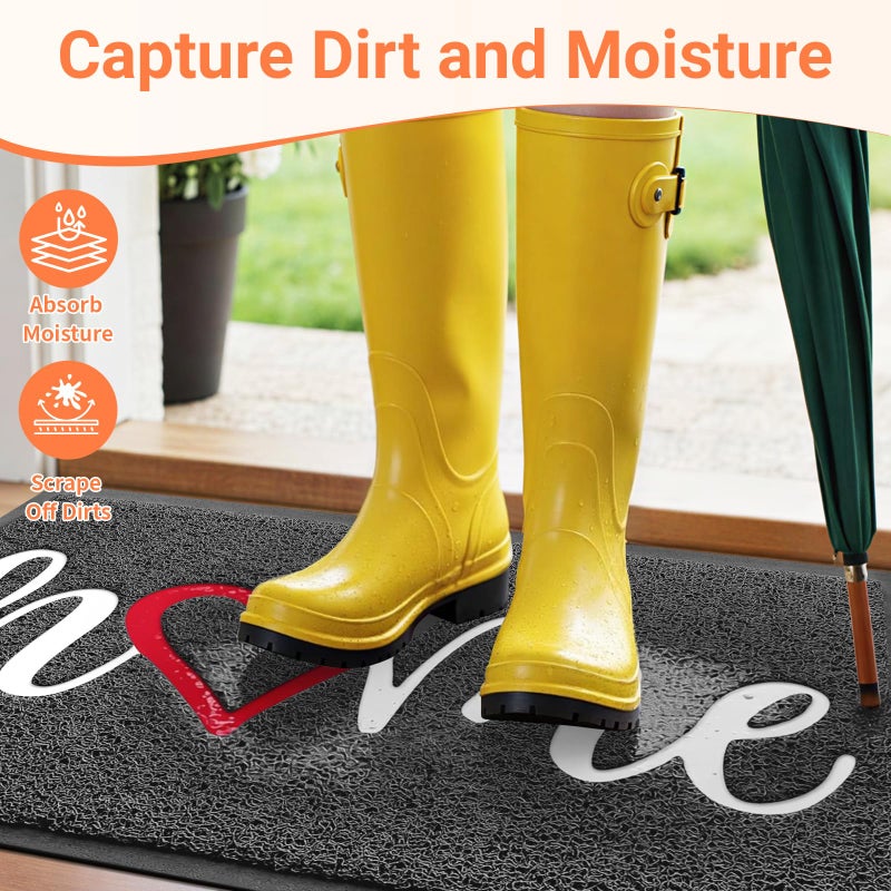 StepLively Door Mat Home Welcome Mats Outdoor and Indoor, Heavy-Duty Low-Profile Non-Slip Front Welcome Mat for Home Entrance, Outside Entry, Yard, Floor, (30''x17.5'', Grey) - Image 3