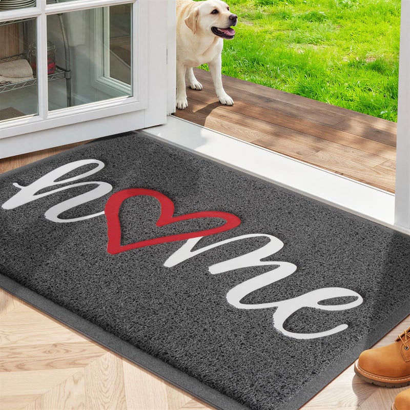StepLively Door Mat Home Welcome Mats Outdoor and Indoor, Heavy-Duty Low-Profile Non-Slip Front Welcome Mat for Home Entrance, Outside Entry, Yard, Floor, (30''x17.5'', Grey) - Image 1