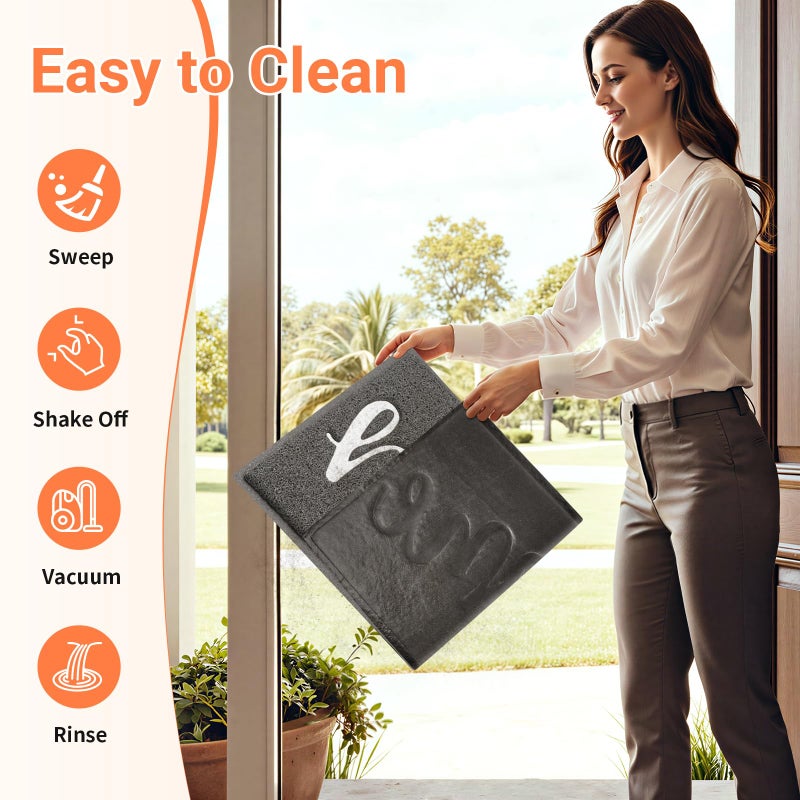 StepLively Door Mat Home Welcome Mats Outdoor and Indoor, Heavy-Duty Low-Profile Non-Slip Front Welcome Mat for Home Entrance, Outside Entry, Yard, Floor, (30''x17.5'', Grey) - Image 5