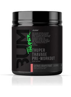 RAW Thuper Thavage Pre-Workout | Unleash Champion Power | Formulated by Chris Bumstead | Explosive Beta Alanine & Caffeine | Peak Performance & Focus | Citrus Grapefruit | 20 Servings