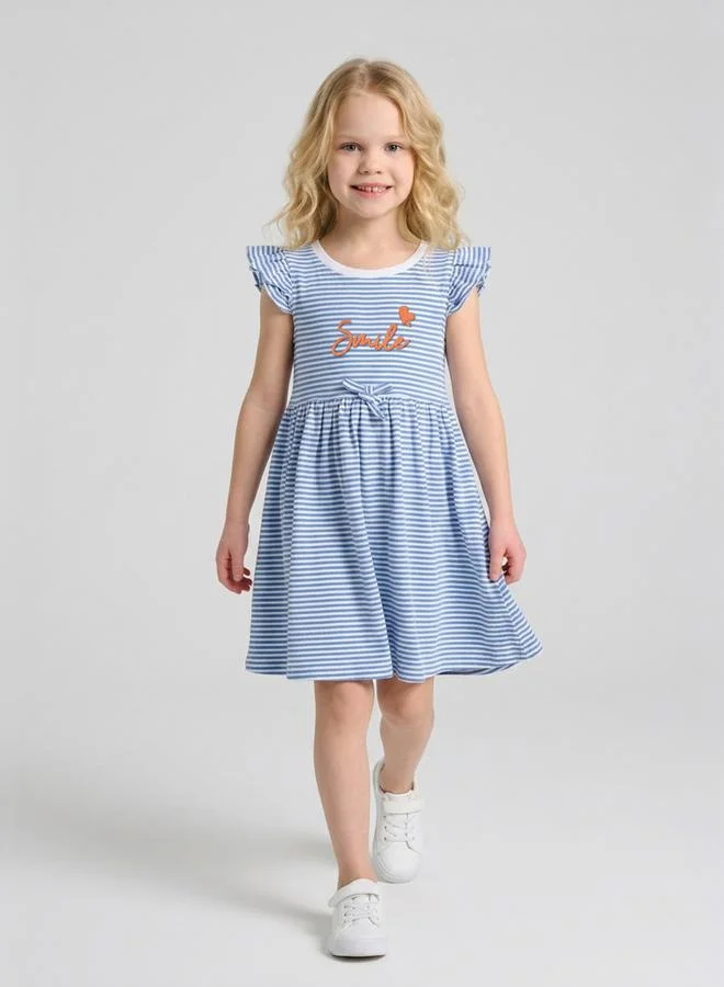 Take Two  Girls Light Blue Striped Fit and Flare Knee-Length Dress By Juniorloom for Women | Best Price UAE