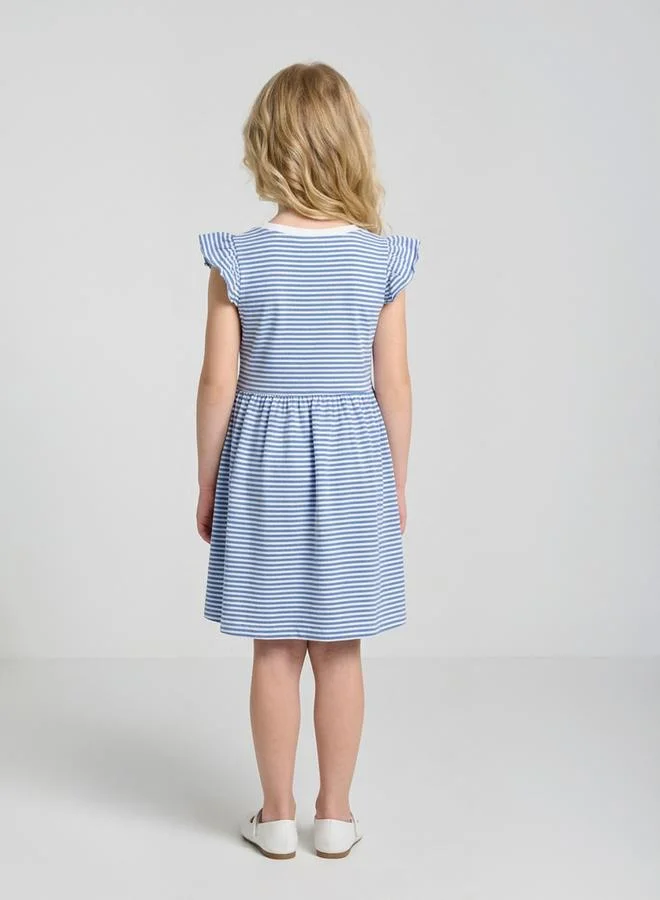 Take Two  Girls Light Blue Striped Fit and Flare Knee-Length Dress By Juniorloom for Women | Best Price UAE