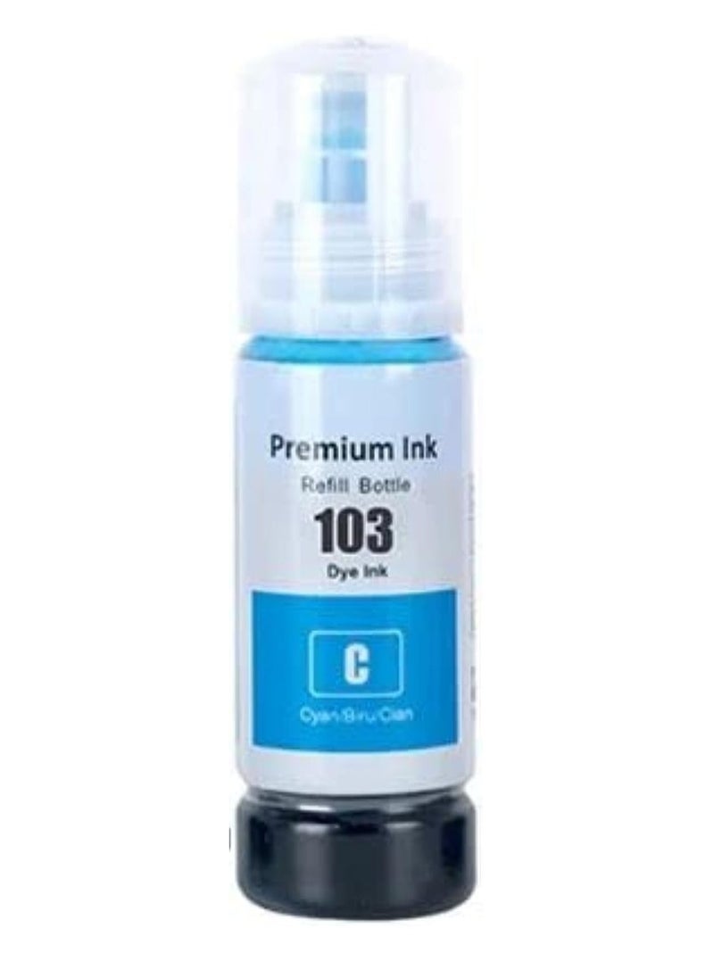 Terabyte 103 for EPSON for EcoTank 70ml/bottle Cyan for Epson L1110‎ L3110 L3111 L3150 L3151 L3156 L3160 L5190‎  - Image 1