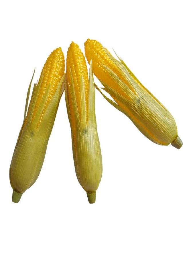 Jilukibo Plastic Artificial Corn, Lifelike Corn Simulation Fake Corns with Green Shell Vegetable Decorations Photo Props (3 Pack) - Image 1