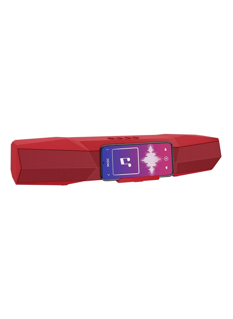 Elista - ELS-MusiBar 1000, 10 W, BT Soundbar, TWS Feature, with FM, AUX, TF Card, USB Connectivity, Upto 5 Hrs Playback, Built-in Mic & Holder for mobile, PC, Tablets, and Laptops (Red) - Image 1