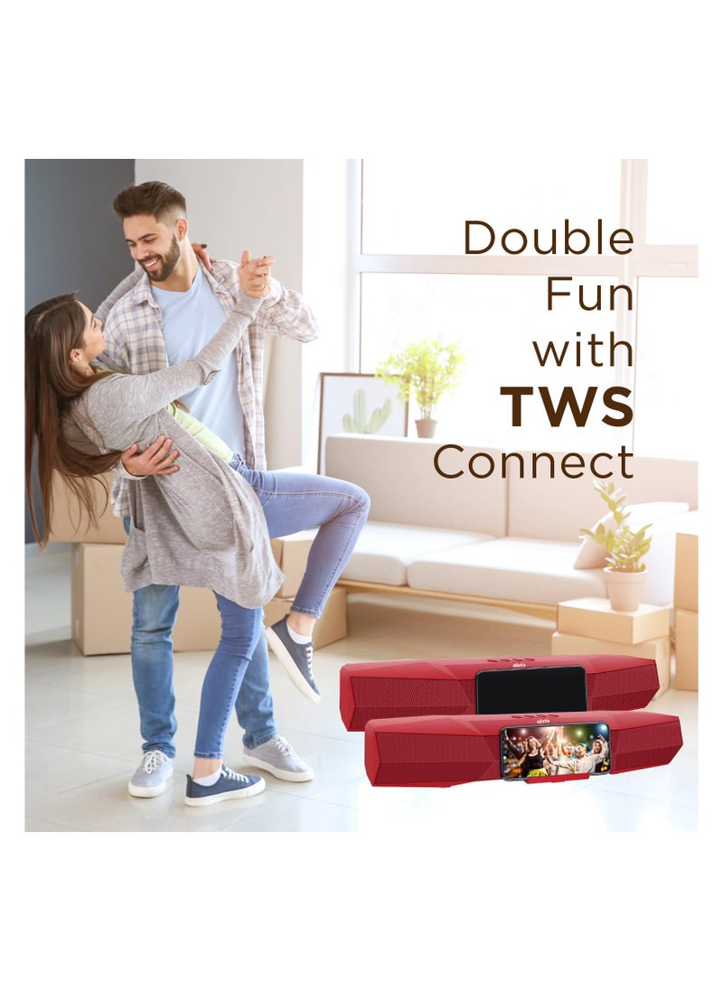 Elista - ELS-MusiBar 1000, 10 W, BT Soundbar, TWS Feature, with FM, AUX, TF Card, USB Connectivity, Upto 5 Hrs Playback, Built-in Mic & Holder for mobile, PC, Tablets, and Laptops (Red) - Image 1