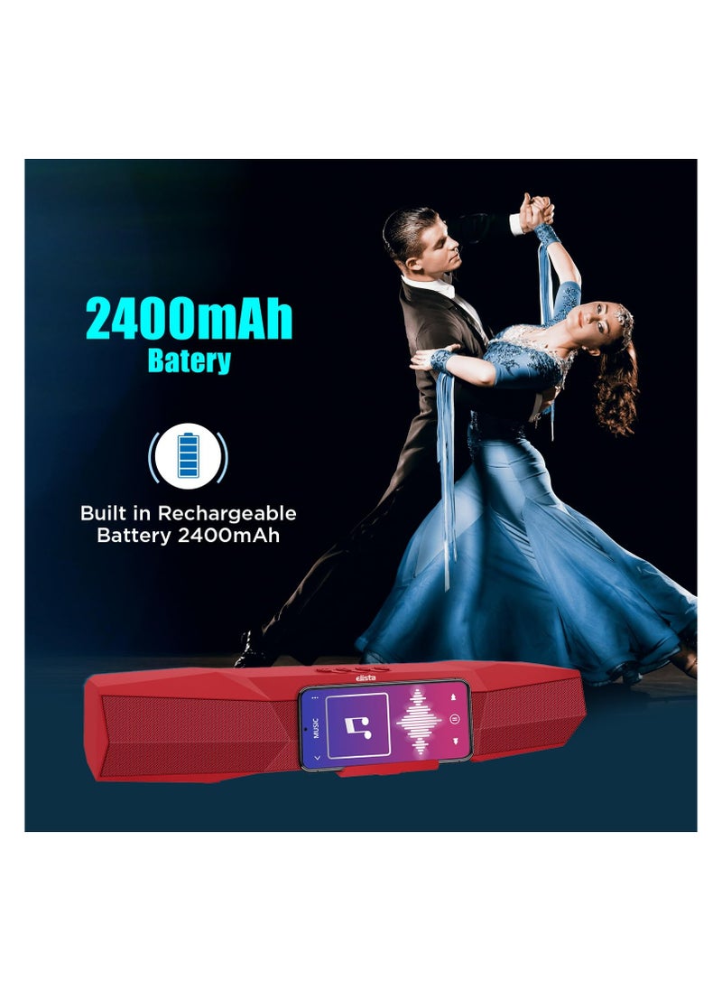 Elista - ELS-MusiBar 1000, 10 W, BT Soundbar, TWS Feature, with FM, AUX, TF Card, USB Connectivity, Upto 5 Hrs Playback, Built-in Mic & Holder for mobile, PC, Tablets, and Laptops (Red) - Image 1
