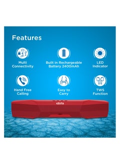 Elista ELS-MusiBar 1000, 10 W, BT Soundbar, TWS Feature, with FM, AUX, TF Card, USB Connectivity, Upto 5 Hrs Playback, Built-in Mic & Holder for mobile, PC, Tablets, and Laptops (Red)  - Image 5