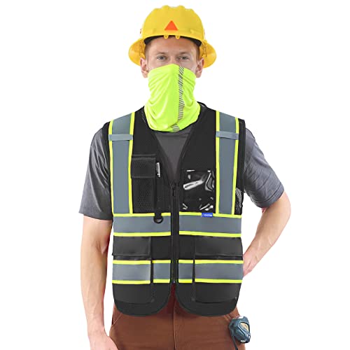 AYKRM Black mesh High Visibility Reflective Safety Vest for Men - Image 1