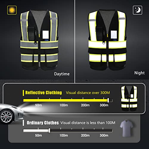 AYKRM Black mesh High Visibility Reflective Safety Vest for Men - Image 3