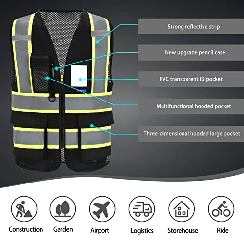 AYKRM Black mesh High Visibility Reflective Safety Vest for Men - Image 4