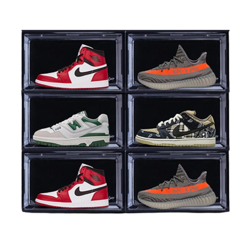 SPITEN SPITEN Sneaker Storage Box Black Pack Of 10 Front Opening Heavy Duty Shoe Box Stackable Sneaker Crates With Magnetic Closure Shoe Storage Organizer Sneaker Storage Container 