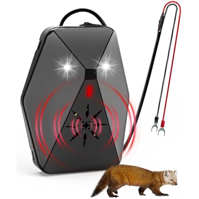 rayihni Marten deterrent car with flash light, marten repellent car marten protection for engine compartment car, mortar deterrent car, automatic on and off marten deterrent - with ultrasound and - Image 2