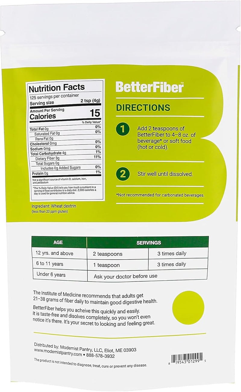 Modernist Pantry BetterFiber  Prebiotic Fiber Supplement 100 Generic Equivalent of Leading Brand  NonGMO GlutenFree Vegan OU Kosher Certified  176oz500g 125 Servings - Image 2