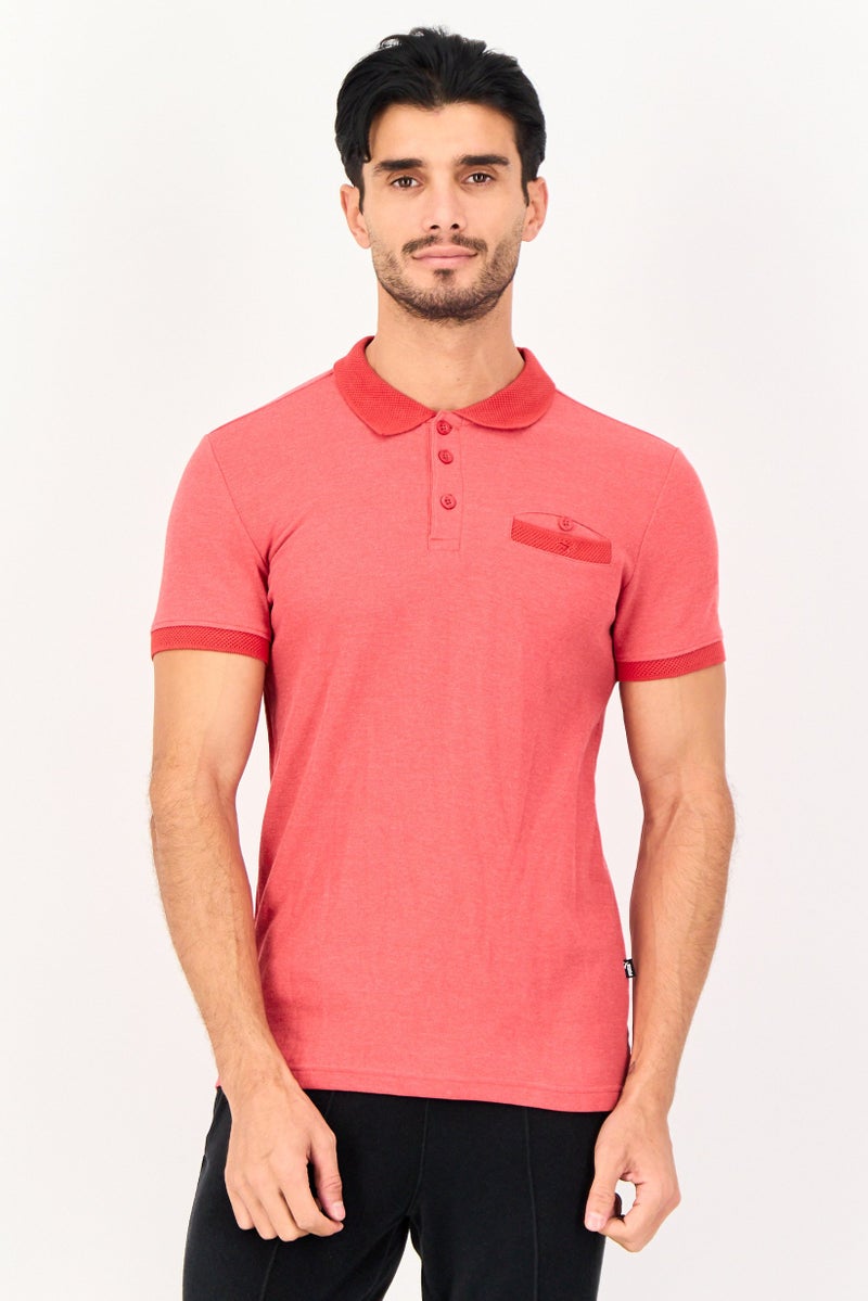 PUMA Men Sportswear Fit Short Sleeve Outdoor Polo Shirt, Heather Red - Image 1