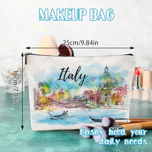 Sitsink Italy Souvenirs Travel Essentials - Venice Scene Italy Gifts for Women, Italy Trip Souvenir Small Makeup Bag for Purse, Watercolor Italian Themed Birthday Christmas Gifts for Friends Family - Image 5
