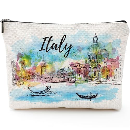 Sitsink Italy Souvenirs Travel Essentials - Venice Scene Italy Gifts for Women, Italy Trip Souvenir Small Makeup Bag for Purse, Watercolor Italian Themed Birthday Christmas Gifts for Friends Family - Image 1