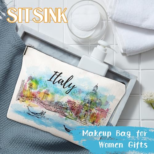 Sitsink Italy Souvenirs Travel Essentials - Venice Scene Italy Gifts for Women, Italy Trip Souvenir Small Makeup Bag for Purse, Watercolor Italian Themed Birthday Christmas Gifts for Friends Family - Image 3