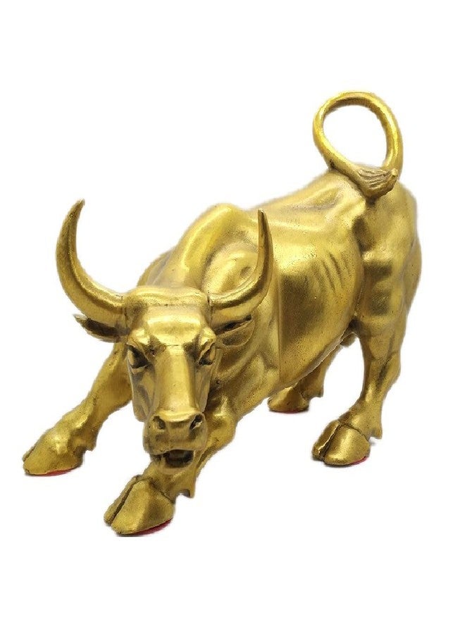 WEALTHCOMING Brass Bull Figurine, Wall Street Bull Art Decor, Cow/Ox Figure Statues and Sculptures Home Decor (Small) - Image 2
