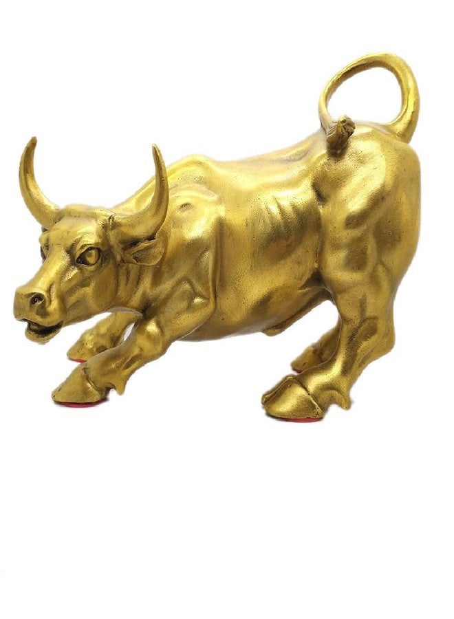 WEALTHCOMING Brass Bull Figurine, Wall Street Bull Art Decor, Cow/Ox Figure Statues and Sculptures Home Decor (Small) - Image 1