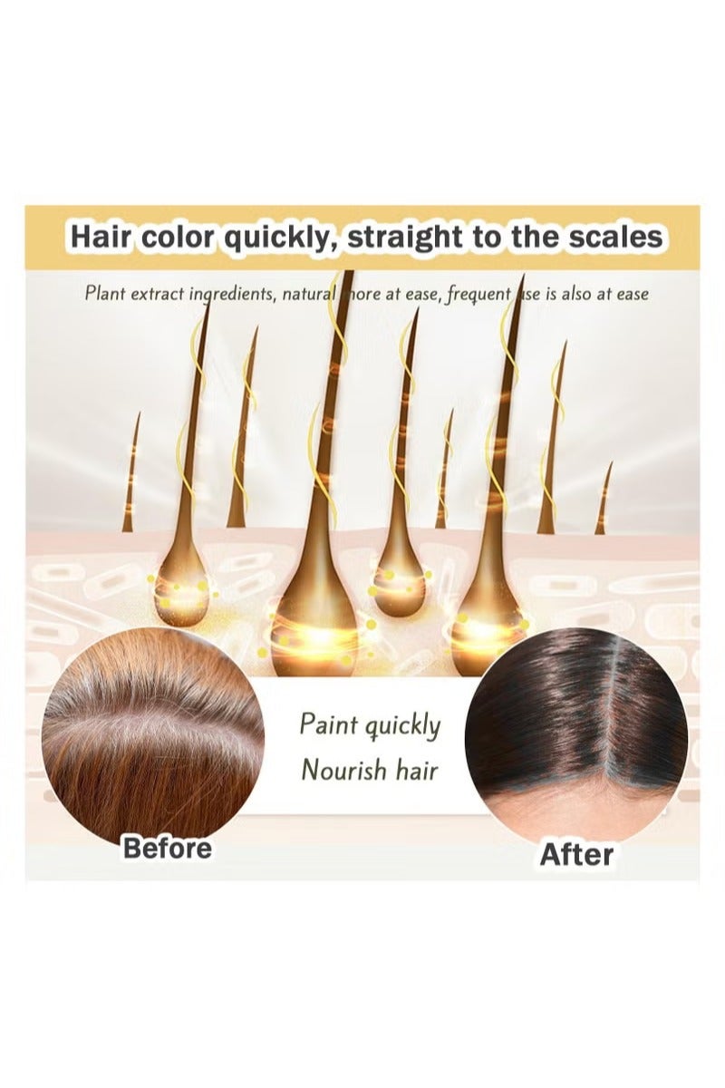 NOVA Hair Dye Shampoo Natural Instant Color for Gray Coverage, Safe, Unisex Formula, For Hair Care 3 in 1, Herbal Ingredients, Keeping Hair Healthy and Shiny (Light Brown) - Image 3