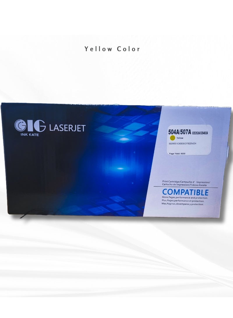 IG Compatible CE252A / 504A / 507A Yellow Toner Cartridge – For HP CP3525, CM3530, M551, M575 Series – Up to 6,000 Pages - Image 2