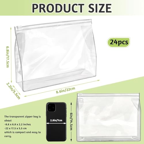 BadenBach 24 PCS Small Clear Makeup Bags 86 x 68x 22 Reusable Clear Zipper Pouch Transparent Plastic Waterproof Travel Toiletry Bags for Cosmetics Swimsuit Bikini Bathing Suit - Image 3