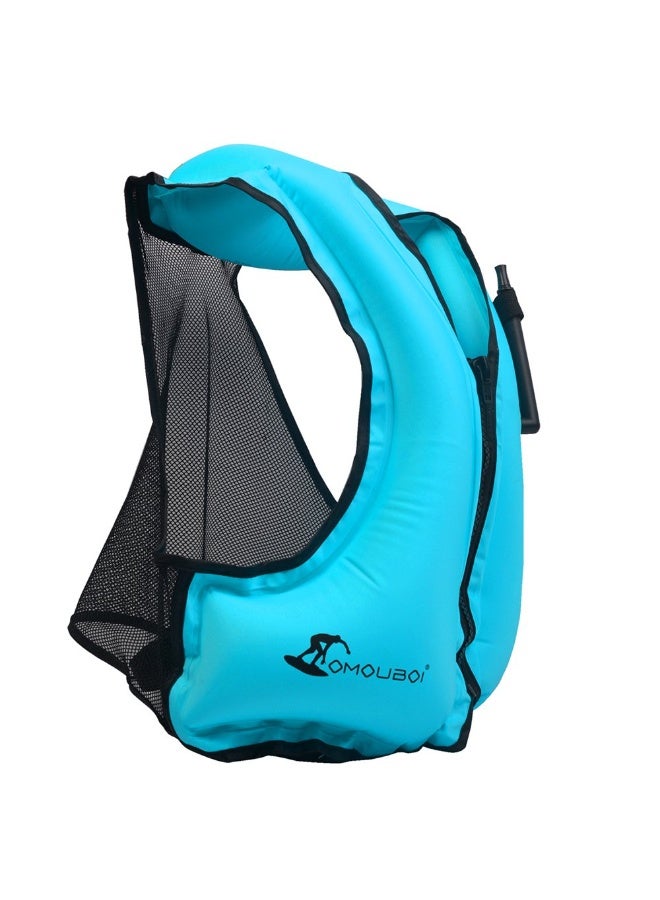 سترة نجاة قابلة للنفخ للبالغين - سترة غطس وسباحة مزودة بصمام صافرة وسحاب إغلاق وشبكة خلفية - جهاز عائم خفيف الوزن للرياضات المائية وركوب الأمواج والانجراف - Image 5