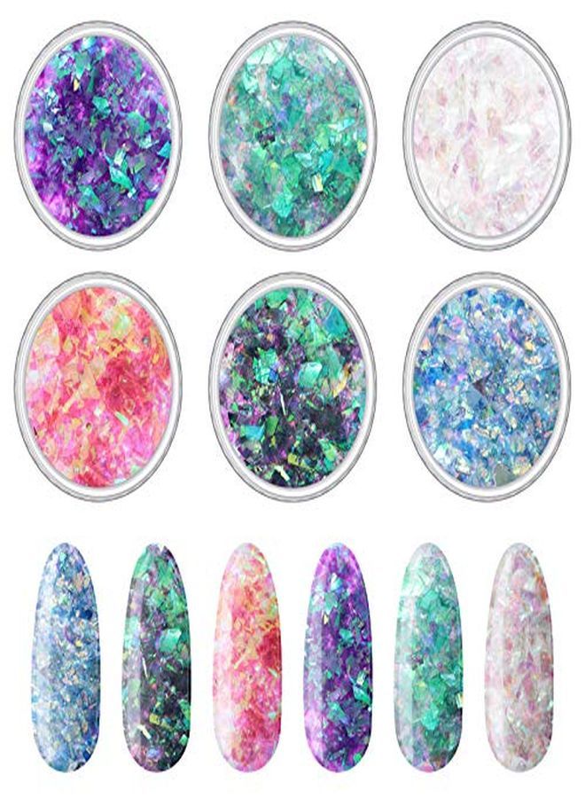 Maitys Mermaid Nail Sequins Holographic Glitters Chunky Iridescent Flakes Colorful Fluorescent Glass Paper Iridescent Flakes Sticker For Face Eyes Body Hair Nail Art Decoration (12) - Image 4