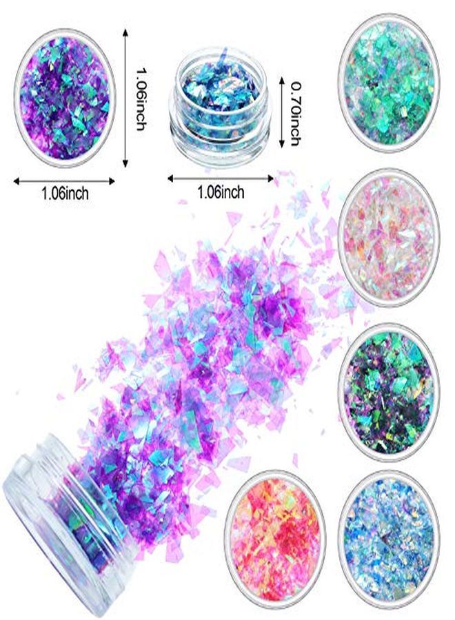 Maitys Mermaid Nail Sequins Holographic Glitters Chunky Iridescent Flakes Colorful Fluorescent Glass Paper Iridescent Flakes Sticker For Face Eyes Body Hair Nail Art Decoration (12) - Image 3