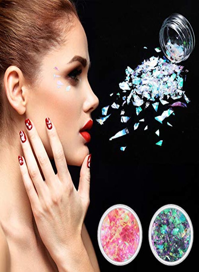Maitys Mermaid Nail Sequins Holographic Glitters Chunky Iridescent Flakes Colorful Fluorescent Glass Paper Iridescent Flakes Sticker For Face Eyes Body Hair Nail Art Decoration (12) - Image 5