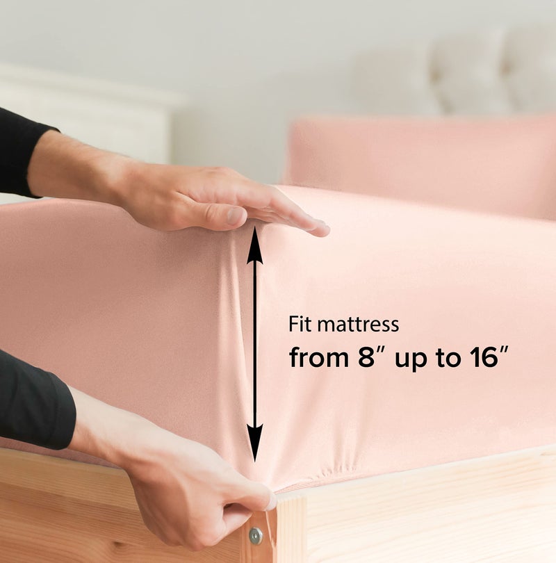 CGK Unlimited CGK Unlimited Cal King Size Fitted Bed Sheet - Hotel Luxury Only - Fits Mattress Up to 16 - Extra Soft  Wrinkle Free  Breathable - Bottom Fitted Sheet - 32 - Lavender Pink  - Image 2