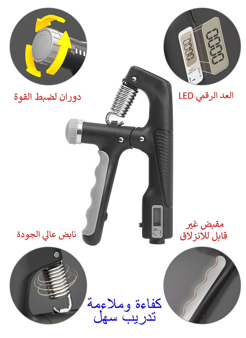 Syarme Hand Grip Strengthener, Electronic Counting hand Grips Workout, Forearm Grip Adjustable Resistance 5-60KG Hand Gripper, Finger Hand Grip Strength Exerciser for Muscle Building and Injury Recovery  - Image 3