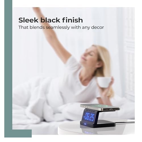 Lifelong Wireless Charging Alarm Clock with Phone Stand | Fast Wireless Charger for All Compatible Smartphones|LED Digital Display with Adjustable Brightness|Dual USB Ports & Smart Nightstand Desk Use - Image 2