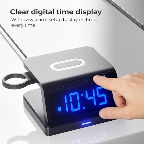 Lifelong Wireless Charging Alarm Clock with Phone Stand | Fast Wireless Charger for All Compatible Smartphones|LED Digital Display with Adjustable Brightness|Dual USB Ports & Smart Nightstand Desk Use - Image 5