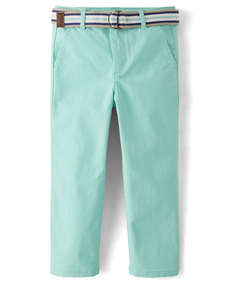 Gymboree,and Toddler Belted Twill Chino Pants,Aqua Sea Kiss,6 - Image 1