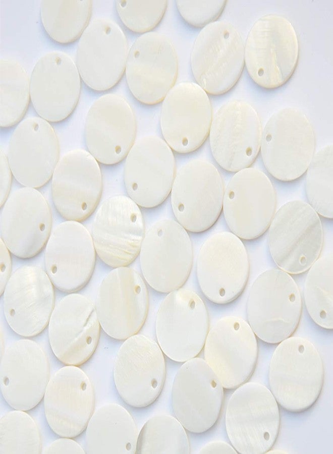 DyAi 100 قطعة من خرز صدفة اللؤلؤ المسطحة المستديرة مقاس 15 مم من DyAi لصنع المجوهرات (أبيض) - Image 2