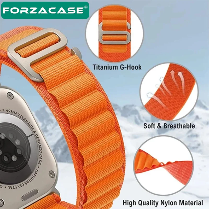 Forzacase Apple Watch 9 41MM Compatible Hook Fabric Strap - FC268