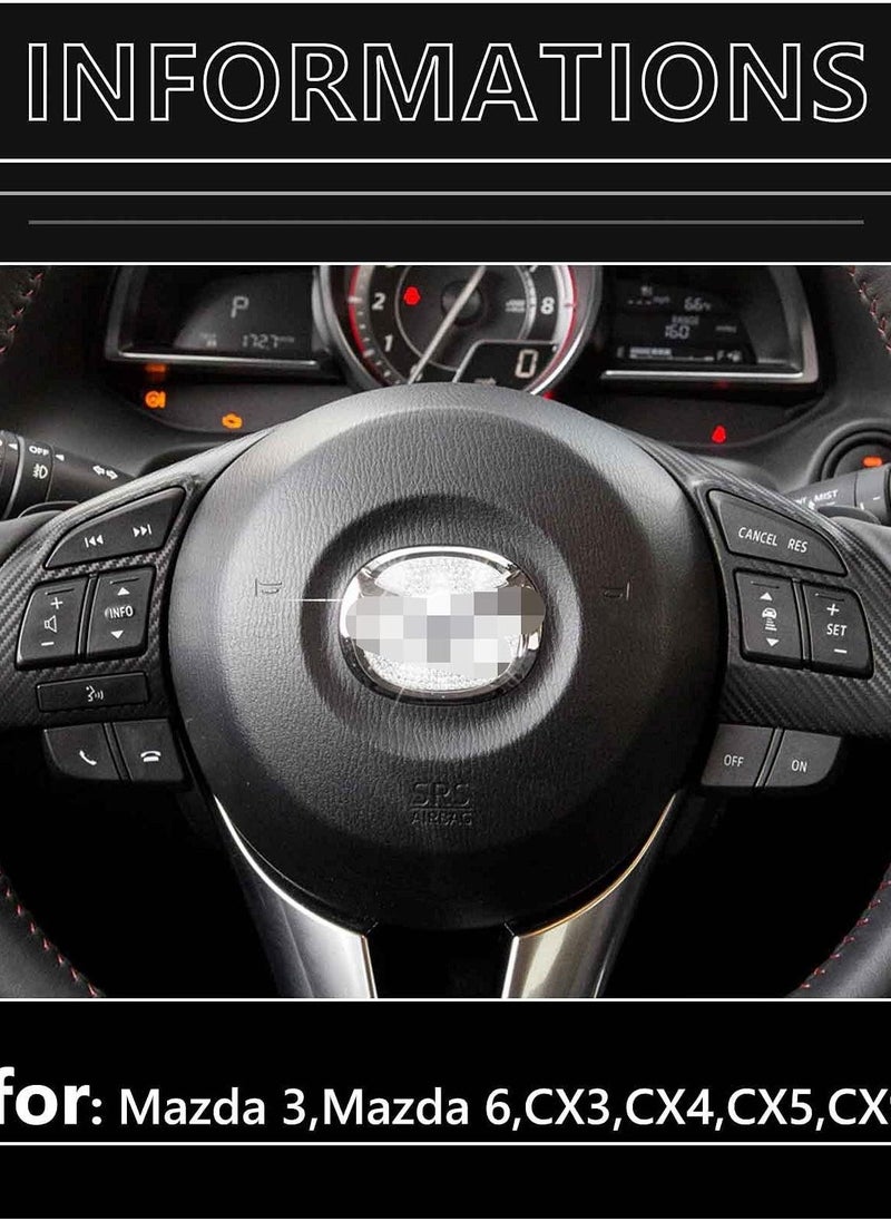 Generic - Car Steering Wheel Logo Decorative Diamond Sticker for Mazda DIY Bling Car Steering Wheel Accessories Interior for Mazda 3 / 6 / CX-3 / CX-4 / CX5 / CX9 with 2 Pack Anti-Slip Silicone Car Coasters - Image 1