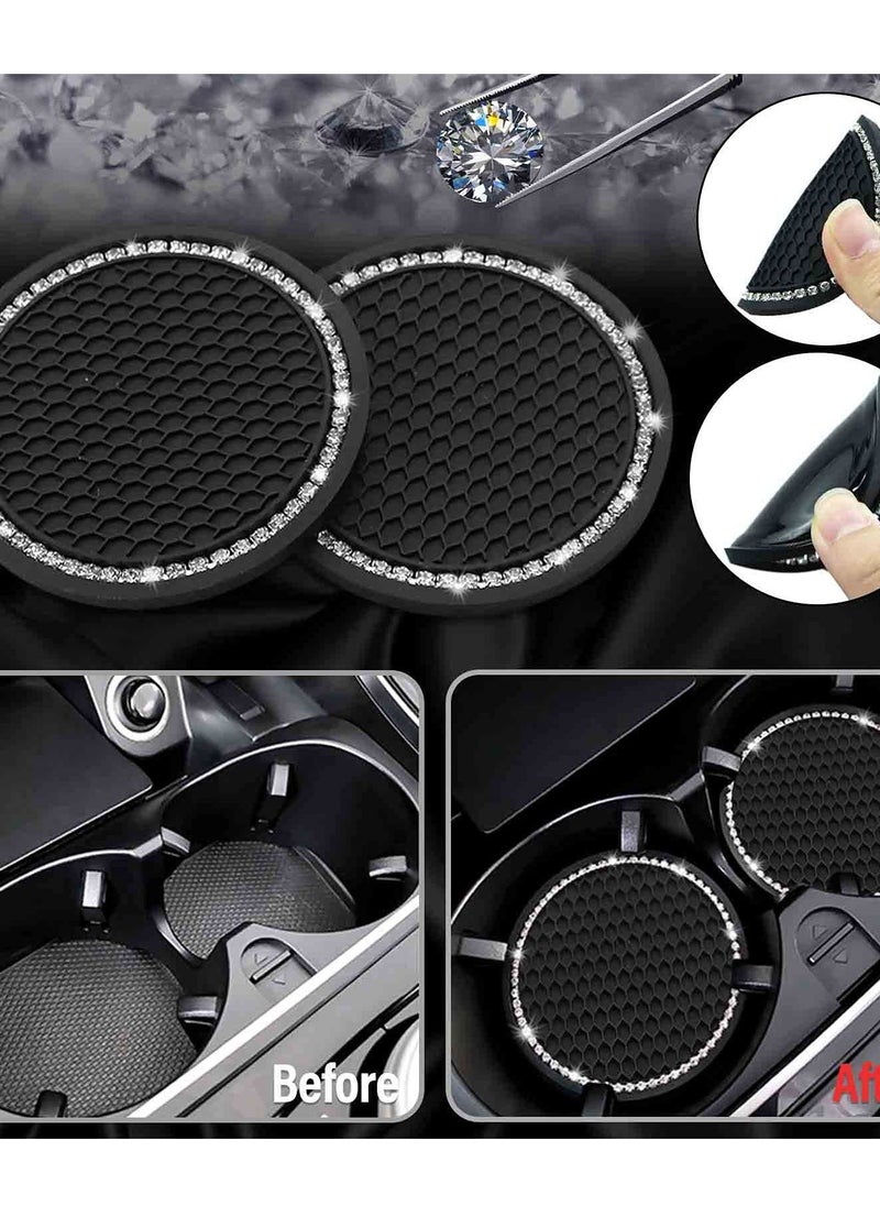 Generic - Car Steering Wheel Logo Decorative Diamond Sticker for Mazda DIY Bling Car Steering Wheel Accessories Interior for Mazda 3 / 6 / CX-3 / CX-4 / CX5 / CX9 with 2 Pack Anti-Slip Silicone Car Coasters - Image 1