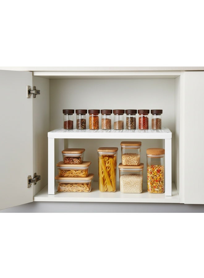 أيكيا منظم أرفف داخلي لخزائن المطبخ من الفولاذ - 32×13×16 سم، أبيض | رف تخزين موفر للمساحة للخزائن، وخزائن المطبخ، ومخازن المؤن، والحمامات، وتنظيم المنزل - Image 2