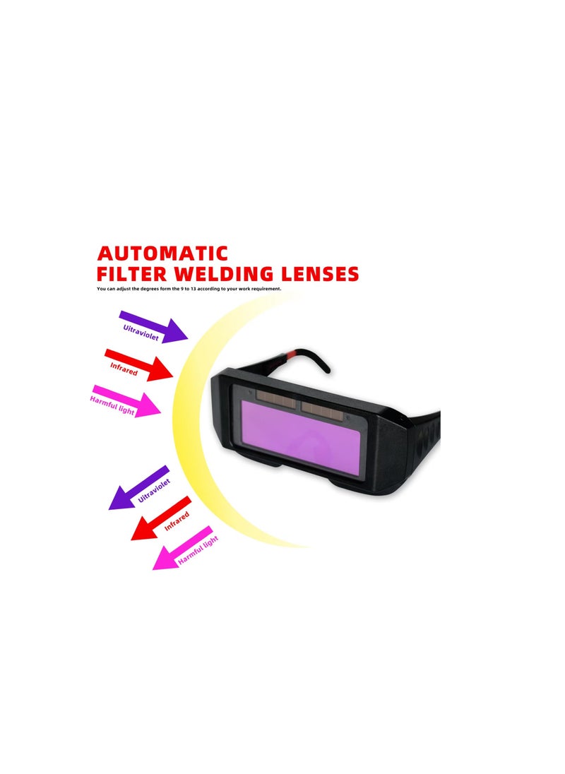 Excefore - Welding Glasses, Auto Darkening Welding Goggles with Adjustable Shade, True Color Solar Powered Welding Safety Glasses, Flip Up Lens for Eyes Protection during Gas Torch Cutting - Image 1