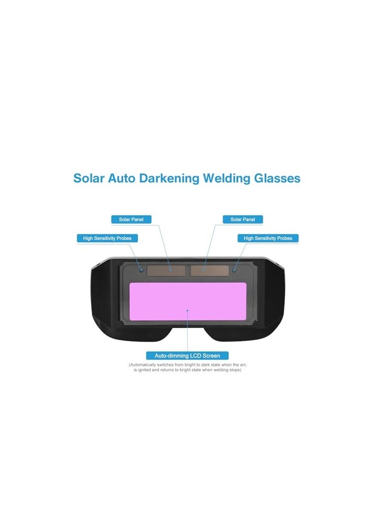 Excefore - Welding Glasses, Auto Darkening Welding Goggles with Adjustable Shade, True Color Solar Powered Welding Safety Glasses, Flip Up Lens for Eyes Protection during Gas Torch Cutting - Image 1